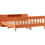  Knjižna postelja brez vzmetnice vošč. rjava 200x200 cm borovina, (21608671) | Shoptok.si