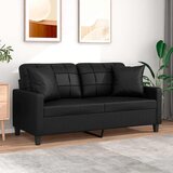 vidaXL Dvosjed s ukrasnim jastucima boja crna 140 cm umjetna koža | Eponuda.com