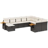  10-dijelni set vrtnih sofa s jastucima crni od poliratana | shoptok.hr