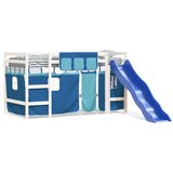 vidaXL Otroški pograd z zavesami modra 80x200 cm trdna borovina, (20930094) | Shoptok.si