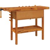  Radni stol s ladicama i škripcima 124x52x83 cm od drva bagrema | shoptok.hr