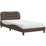  The Living Store Postelja z vzmetnico rjava 100x200 cm umetno usnje - Postelja, (21496948) | Shoptok.si