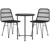  3-dijelni vrtni blagovaonski set od poliratana crni | Eponuda.com