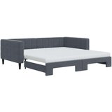vidaXL Izvlečna dnevna postelja z vzmetnico tem. siva 100x200 cm žamet | Shoptok.si