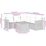  6-dijelni set vrtnih sofa s jastucima crni od poliratana | shoptok.hr