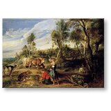 Reprodukcije milkmaids with cattle in a landcape - peter paul rubens ()