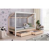 MID.YOU Postelja S Predalom Soccer, Bela, Pravi Les, 90x200cm | Shoptok.si
