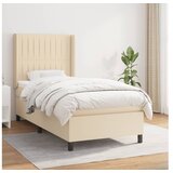 vidaXL Box spring postelja z vzmetnico krem 90x200 cm blago Cene