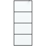 Pregrada za tuš crna 80 x 195 cm s mutnim staklom ESG | shoptok.hr