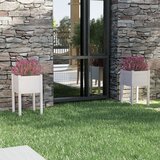  Vrtne sadilice 2 kom bijele 40 x 40 x 70 cm od masivne borovine | shoptok.hr