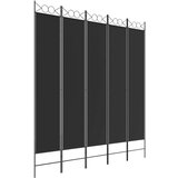Sobna pregrada s 5 panela crna 200x220 cm od tkanine | shoptok.hr