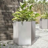 Maison Chic Vrtno korito - Greda - Cvetlični Lonec šestkotnik 46x40x45 cm nerjavno jeklo, (21790003) | Shoptok.si