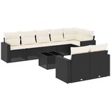  9-dijelni set vrtnih sofa s jastucima crni od poliratana | shoptok.hr