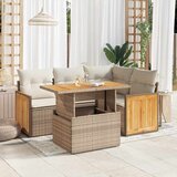 vidaXL 5-dijelni set vrtnih sofa s jastucima poliratan i bagrem bež | shoptok.hr