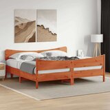  Okvir kreveta s uzglavljem voštano smeđi 200x200 cm od borovine | shoptok.hr