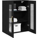  Stenski omarica s steklenimi vrati črni hrast 69,5x34x90 cm, (22046449) | Shoptok.si