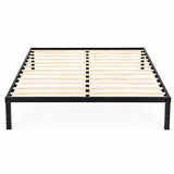  Metalni krevet 135x190 cm s letvičastom podnicom, minimalistički crni okvir, ModernHome Slike
