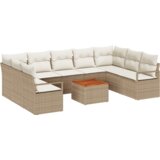  Set sofa za vrt od 10 komada s jastučićima Bež Poli Ratan Akacija | shoptok.hr