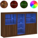 Maison Chic Komoda - Predalnik z LED lučkami dimljen rjav hrast 162x37x100 cm, (21721589) Cene