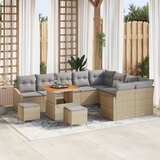 vidaXL set vrtnog namještaja od 12 dijelova s jastucima Bež Poly Rattan Akacija | shoptok.hr