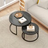  Moderni set od 2 stolića za kavu složivi bočni stolići s metalnim okvirom za dnevni boravak spavaću sobu ured crni | shoptok.hr