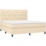  Krevet box spring s madracem LED krem 160x200 cm od tkanine | shoptok.hr