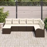  Set sofe s jastukom s pohranom 8 pcs Smeđa i bijela poliratan | shoptok.hr