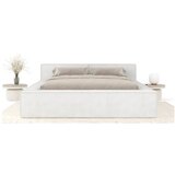 Maison de Rêve Kremno bela oblazinjena zakonska postelja s prostorom za shranjevanje z letvenim dnom 180x200 cm Voliera – | Shoptok.si