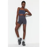 Trendyol Seamless/Seamless Dark Anthracite Sport Shorts Leggings