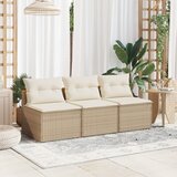Maison Chic Vrtni kavč - Zunanji kavč brez naslonjal z blazinami 2 kosa bež poli ratan, (22043978) | Shoptok.si