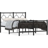 Metalni okvir kreveta uzglavlje i podnožje crni 120x200 cm | shoptok.hr