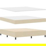 Box Spring Krevet s Madracem - Krem 180x200 cm Tkanina | shoptok.hr
