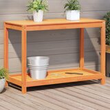 Furnova Miza za sajenje s polico voščeno rjava 108x50x75 cm borovina, (21921631) | Shoptok.si