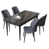 Hanah home set trpezarijski sto i 4 stolice arp black marble fume | ePonuda.com