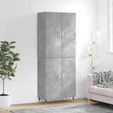 vidaXL Visoka komoda betonsko siva 69,5x34x180 cm inženirski les | Shoptok.si