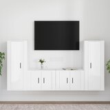 The Living Store Komplet TV omaric 4-delni visok sijaj bel inženirski les - Komplet TV Omaric, (21374117) Cene
