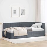 vidaXL Kotna postelja z vzglavjem Temno siva 90 x 190 cm Žamet | Shoptok.si