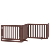 vidaXL Ograda za pse z vrati zložljiva 8 panelov rjava 640 cm les | Shoptok.si
