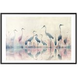  Plakat - Birds by the Lake - herons painted in watercolor in a delicate gray-pink palette 42x29.7 Crni okvir s margom | shoptok.hr