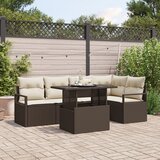 vidaXL 6-delni vrtni sofa set z blazinami rjava poli ratan | Shoptok.si