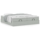 vidaXL Otomanski posteljni okvir z vzmetnicami siv 180x200cm žamet | Shoptok.si