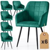 AKORD Luxano Kvadratno Prešiti Oblazinjeni Jedilni Stoli, Komplet 6 Stolov, Stekleničasto Zelena, Črne Noge, (5000333437) | Shoptok.si