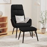The Living Store Stol za sproščanje s stolčkom črn blago in umetno usnje - Stol Za Sproščanje S Stolčkom, (21657156) | Shoptok.si