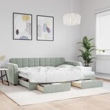 vidaXL Izvlečna dnevna postelja s predali svetlo siva 80x200 cm žamet Cene
