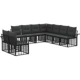  Set vanjskih sofa s jastukom 9 pcs Crna i tamno siva Poliester | shoptok.hr