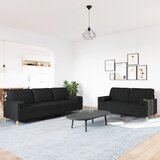  2-dijelni set sofa s ukrasnim jastucima crni od tkanine | Eponuda.com