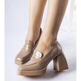 Gemre Beige patent block heels West | ePonuda.com