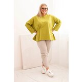 Kesi Włoski Women's Plus Size blouse with cotton, featuring a pocket and rolled sleeves kiwi | shoptok.hr