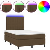 vidaXL Box spring postelja z vzmetnico LED tem. rjava 120x190 cm blago, (21111266) | Shoptok.si