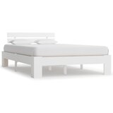 The Living Store Posteljni okvir z vzglavjem bel 140x200 cm trdna borovina - Posteljni Okvir, (21526709) | Shoptok.si